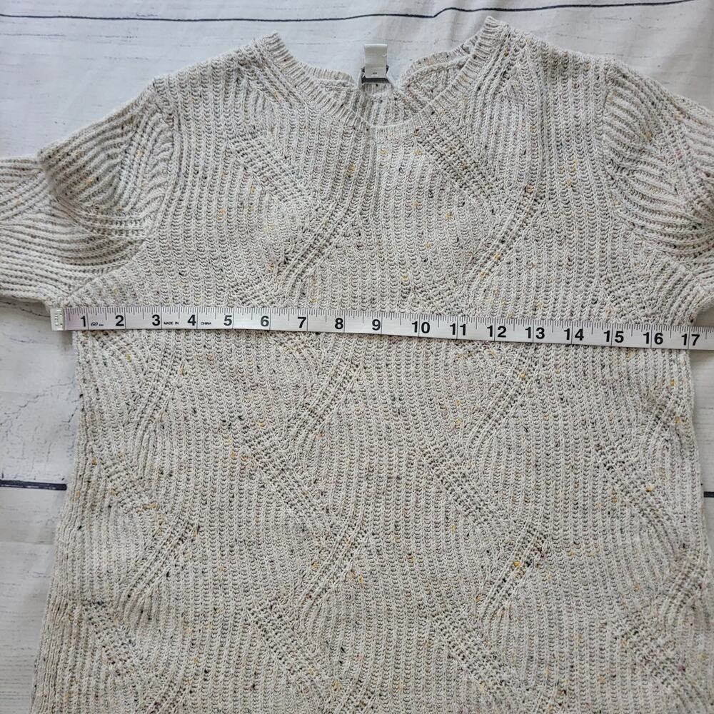 J.Jill Size XS Cream Speckled Sweater Long Pullover Cable‎ Stitch Relaxed Fit - Picture 5 of 9